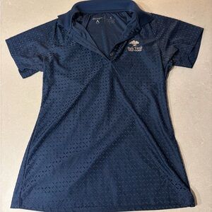 Antigua Navy Blue Textured Pattern Womens Golf Polo